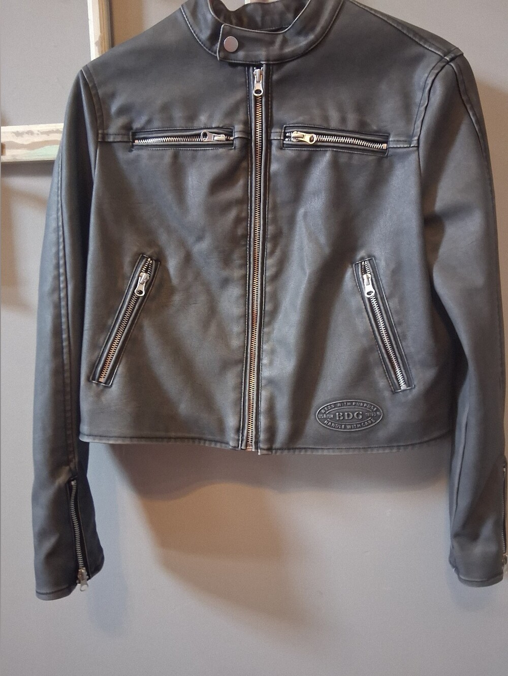 Urban Outfitters BDG Moto Jacket Faux Leather Size Xs